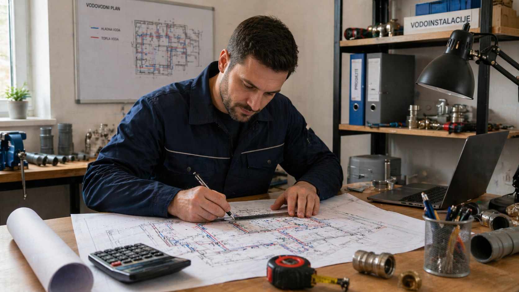 Vodoinstalater pravi plan za ugradnju